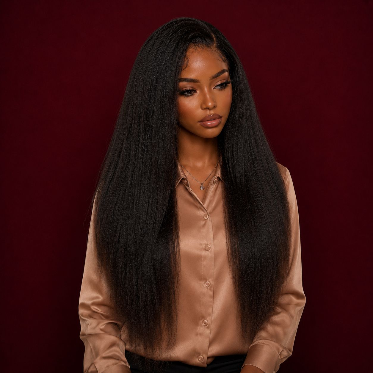 Kinky Straight HD Lace texture — natural blown-out look